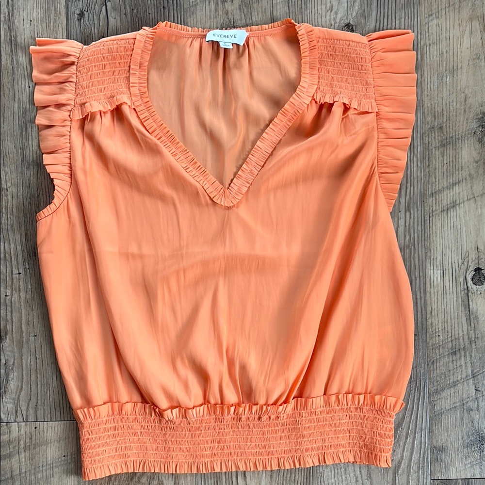 Evereve Orange Ruffled Sleeveless Blouse